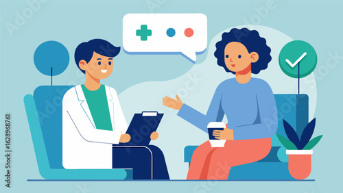 A mental health professional introducing a patient to the concept of ketamine therapy and empowering them to make an informed decision about their.
