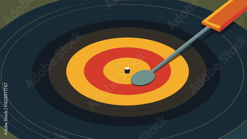 A macro shot of a record needle gliding over the textured surface of a record. Vector illustration