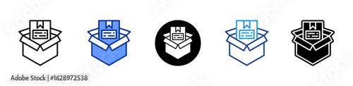 Cardboard Box icon sheet multiple style collection