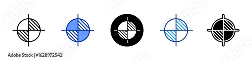 Center Of Gravity icon sheet multiple style collection