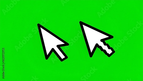 Two cursor icons on a green background