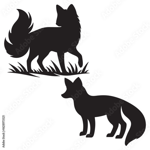 A black silhouette of a Fox vector