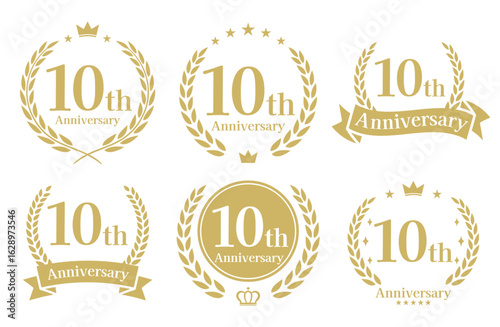 10周年記念、アニバーサリーのロゴベクターイラストセット
