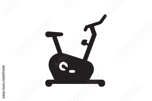 Stationary Bike icon silhouette vector with white background