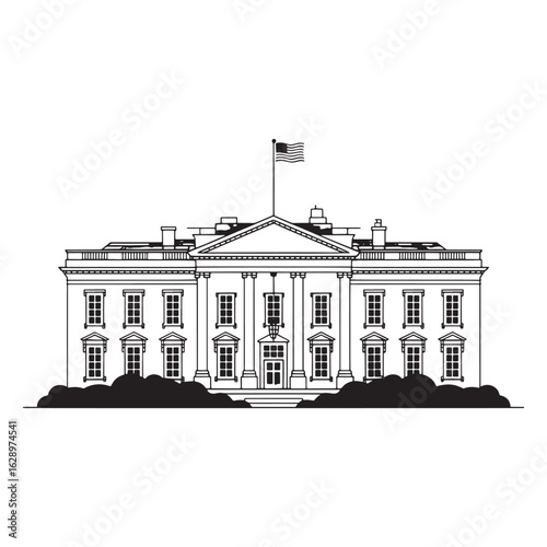 Iconic White House Illustration A Symbol of American Politics and History An Architectural Marvel Representing Power and Democracy