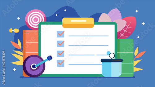 A goal board where members can write down their fitness goals and track their progress.. Vector illustration