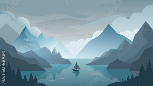 A misty lake surrounded by foggy mountains representing the patients initial uncertainty and confusion at the beginning of their recovery journey..
