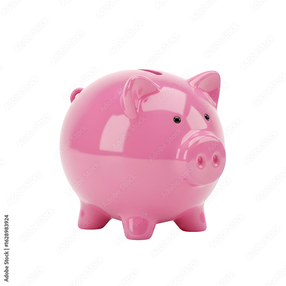 Obraz premium 3D Pink Piggy Bank - Money Saving, Financial Freedom, Investment Growth, Wealth Creation, Prosperity Icon, Children's Savings, Budgeting