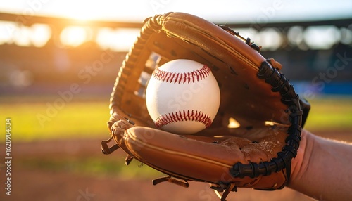 Wallpaper Mural Baseball glove holding ball at sunset Torontodigital.ca