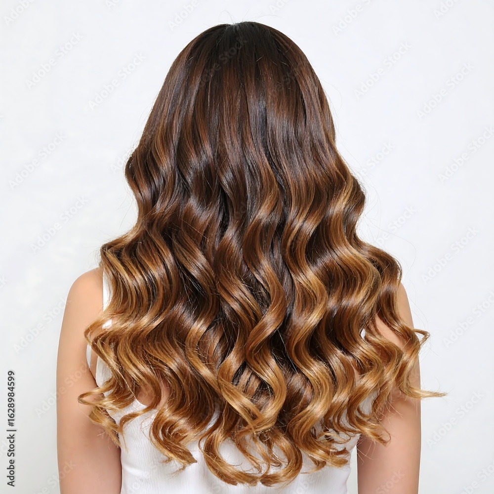 Naklejka premium Woman's wavy brown hair (1)