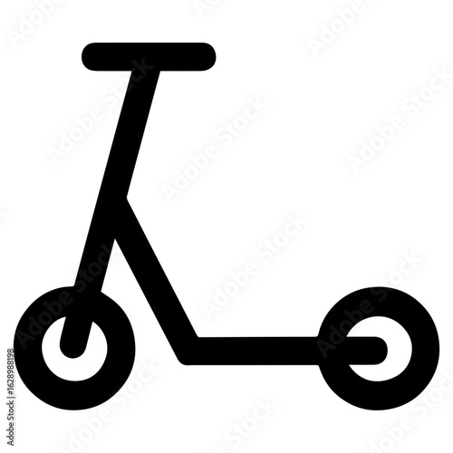 Scooter mobile app icon with transparent background in black and white style
