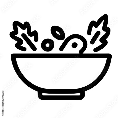 Tossing salad in bowl icon with transparent background in black and white style
