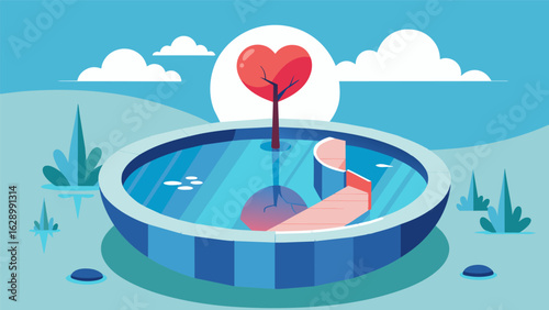 A mirrorlike pool reflecting the patients past struggles but also the progress and resilience they have achieved in their recovery..