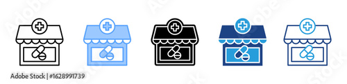 Pharmacy icon sheet multiple style collection