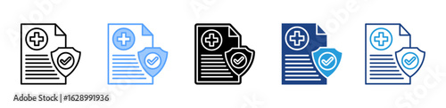 Hospital Policy icon sheet multiple style collection