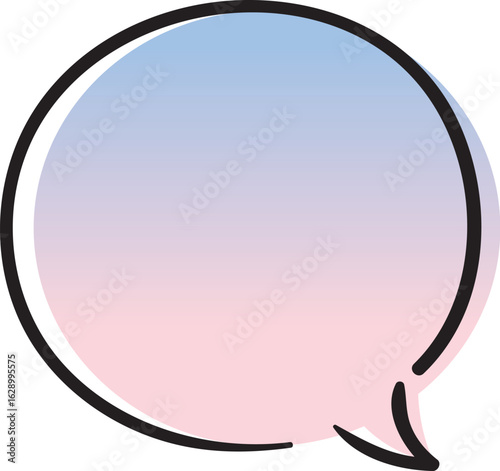 グラデーション吹き出し＜丸型・サインペン風＞　テキスト・セリフ枠素材