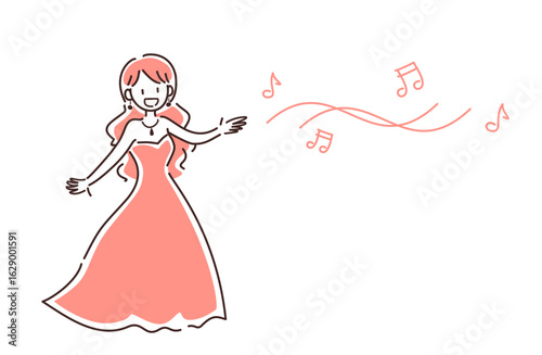 歌をうたう女性のベクターイラスト