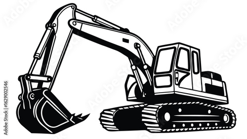 Excavator machine digging construction digger heavy machinery.eps