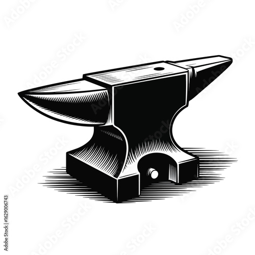 Vintage blacksmith anvil illustration with engraved detail