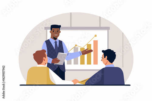 Business presentation with growth chart and attentive audience