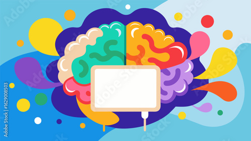 A blank canvas representing the mind before ketamine therapy being filled with a vibrant and diverse array of colors and shapes as neural reconnection.