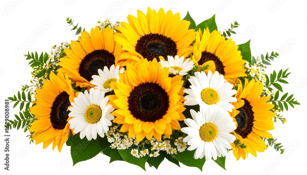 Fototapeta premium Sunflower and daisy floral arrangement