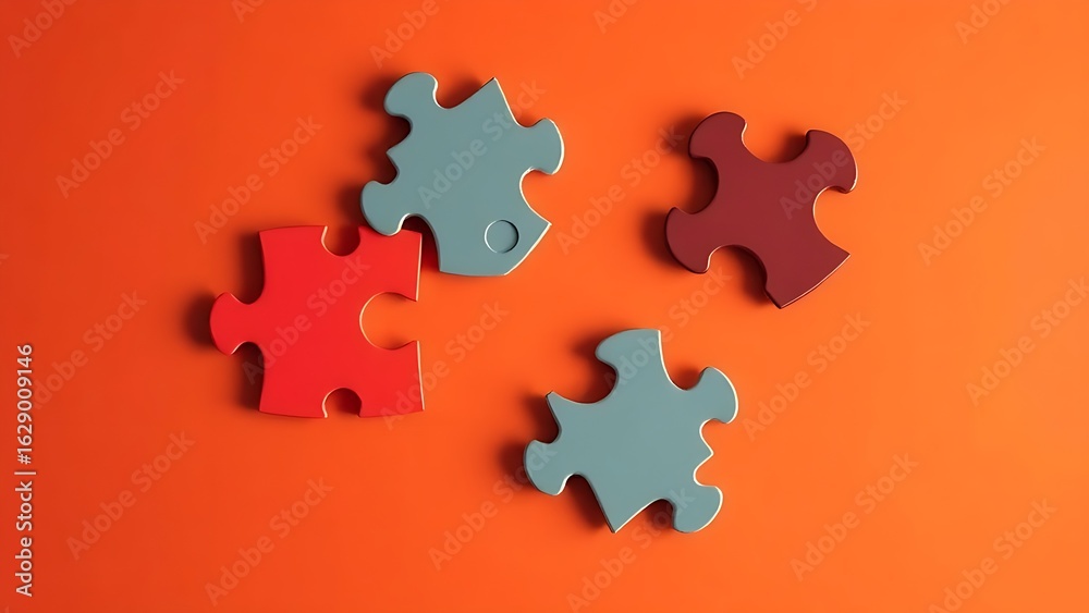 Obraz premium Abstract business strategy concept featuring interlocking puzzle pieces in warm tones.