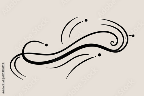 Elegant black flourish swirls create a decorative border, adding a touch of sophistication and vintage charm to any design project, perfect for invitations and branding.