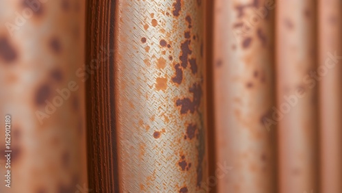 Close-up of aged metal surface showing rust and patina details under directional lighting.
