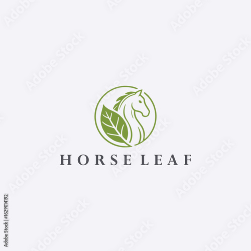 Horse leaf logo style icon design template vector illustration
