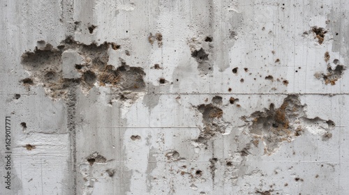 Holes in gray concrete wall