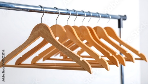 Wooden hangers on a metal rod (1)