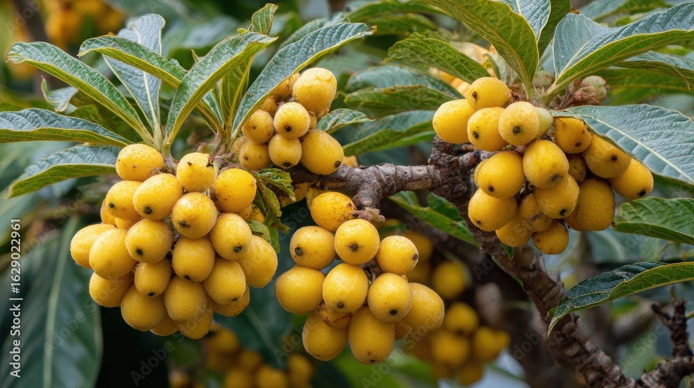 Fresh Yellow Fruits on Lush Green Branches in Nature Setting Fresh Yellow Fruits on Lush Green Branches in Nature Setting