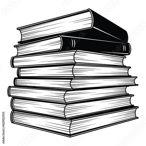 Art of a stack of old books, representing knowledge, education, and the joy of reading, isolated on white background