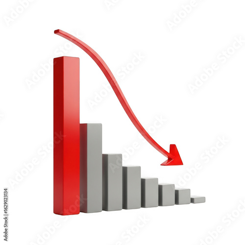 Red arrow graph showing downward trend isolated on transparent background Free Download Red arrow graph showing downward trend isolated on transparent background - GFXLoad