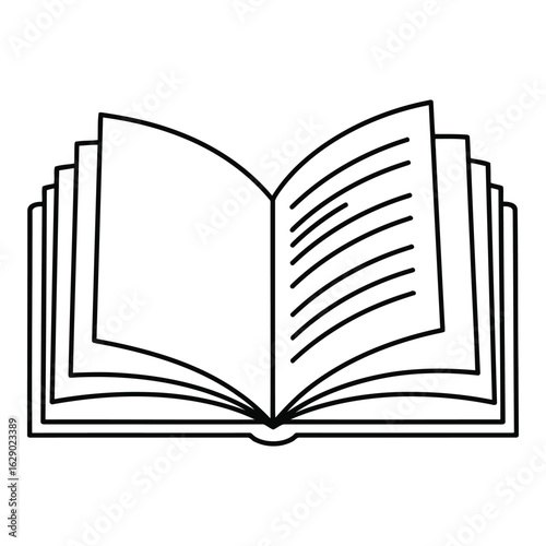 Art of open book icon isolated on white background, representing knowledge, education, and the power of reading