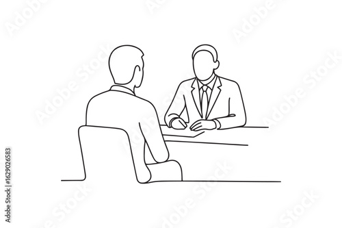 Job Interview continuous one line drawing minimalism design