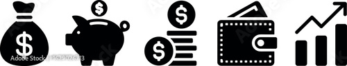 Illustrative icons depicting financial growth and wealth accumulation through business and investment