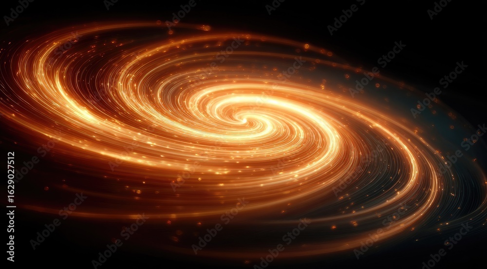 Fototapeta premium Glowing orange spiral against black background