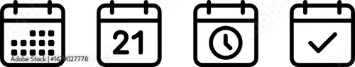 Four stylized icons representing different stages of a process or task completion