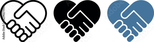 Symbolic heart shaped handshake illustrating partnership unity and shared commitment
