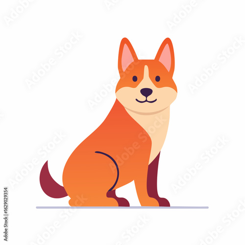 A cheerful, orange-toned dog sits patiently, showcasing a friendly and approachable demeanor.