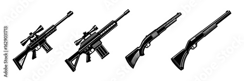 sniper rifle and shotgun vector illustration