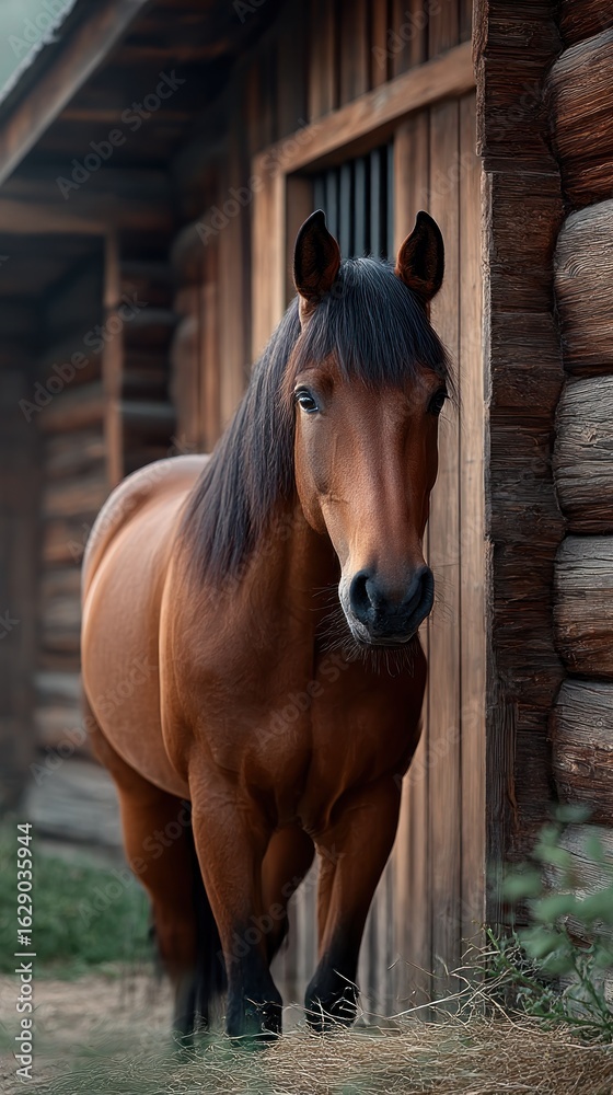 Fototapeta premium Horse in a rustic barn