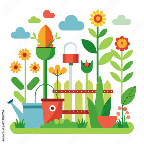 set of gardening tools