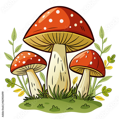 mushrooms on a grass