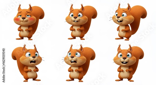 Cartoon squirrel illustrations set