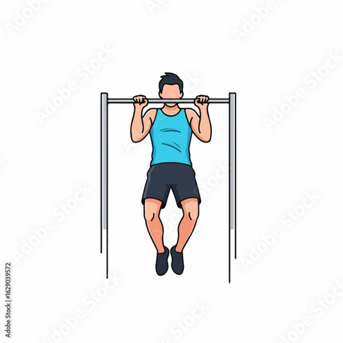 Man performs pull-up exercise on horizontal bar building strength and fitness for active lifestyle