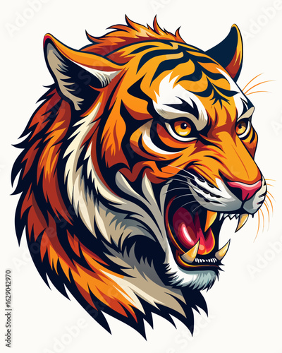 Roaring tiger head with striking colors brings wild power to your designs and adds boldness and energy
