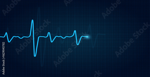 Cardiology concept with pulse rate diagram. Medical background with heart cardiogram.
